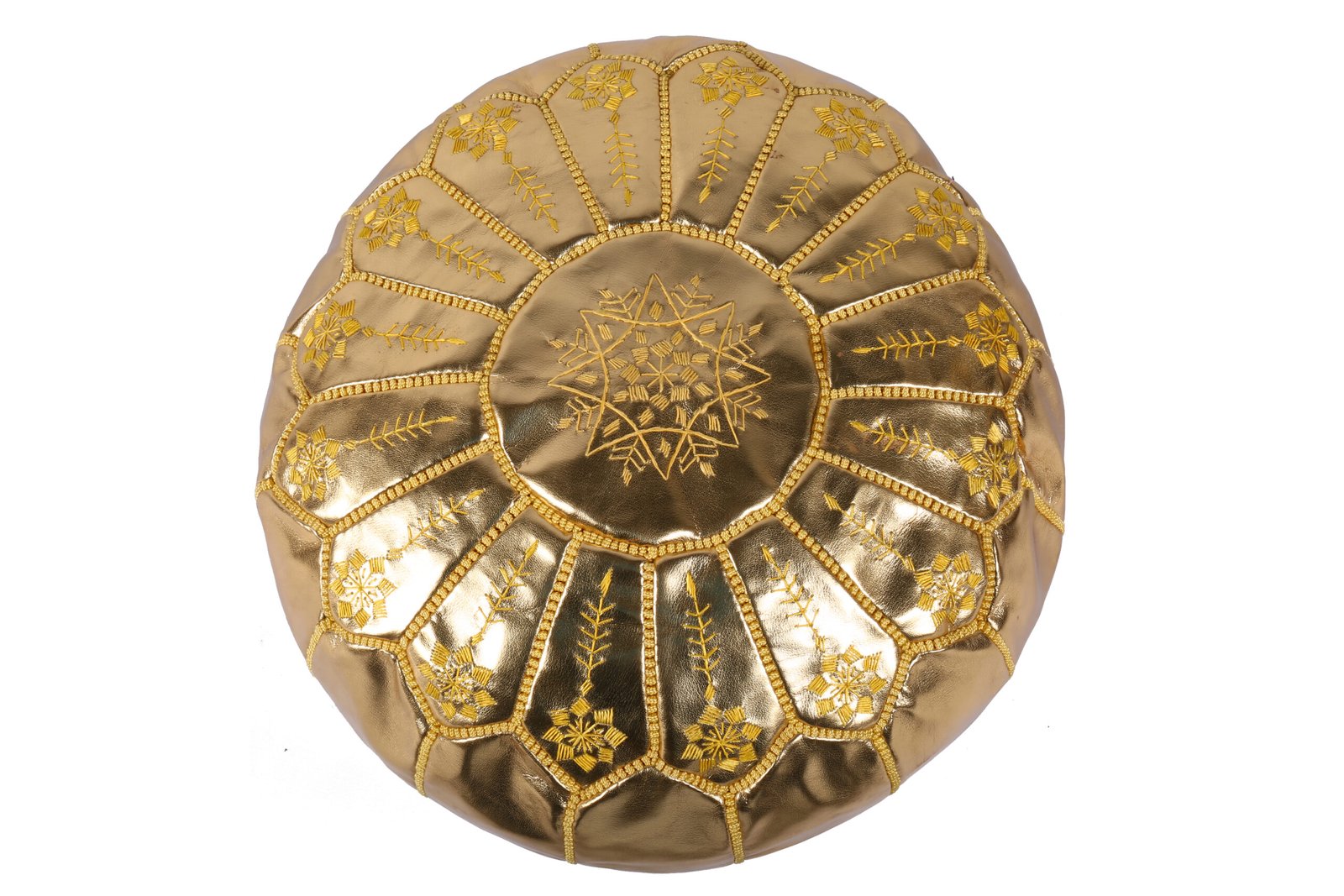 Gold Moroccan leather pouf