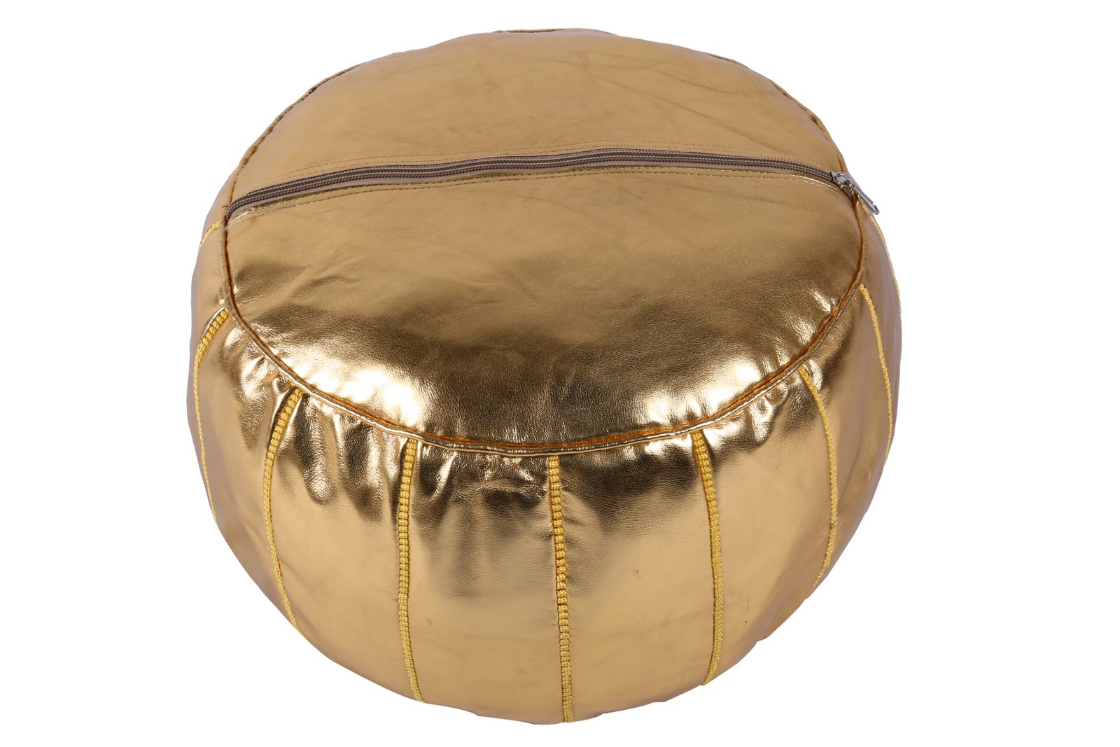 Gold Moroccan leather pouf