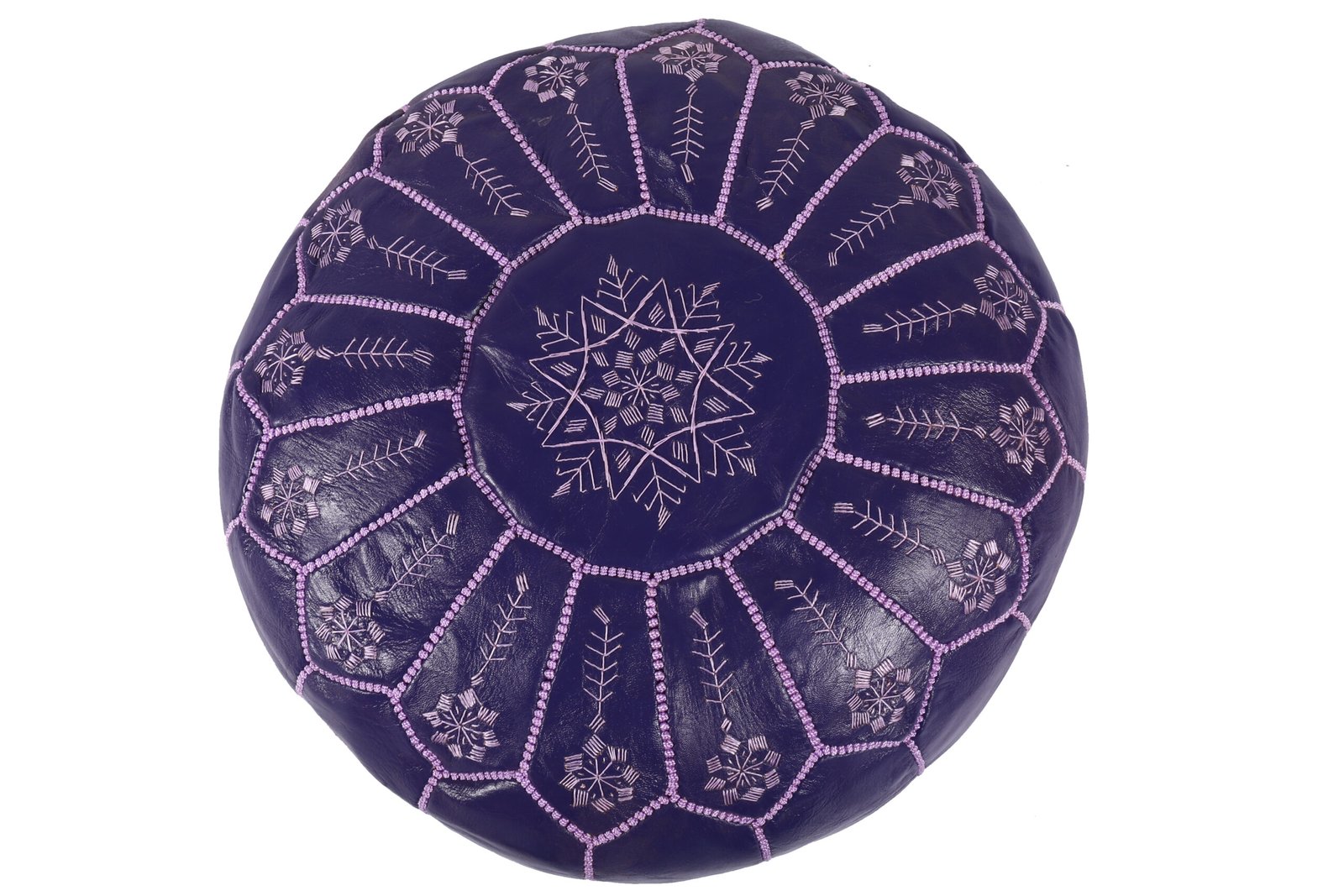 Purple leather pouf