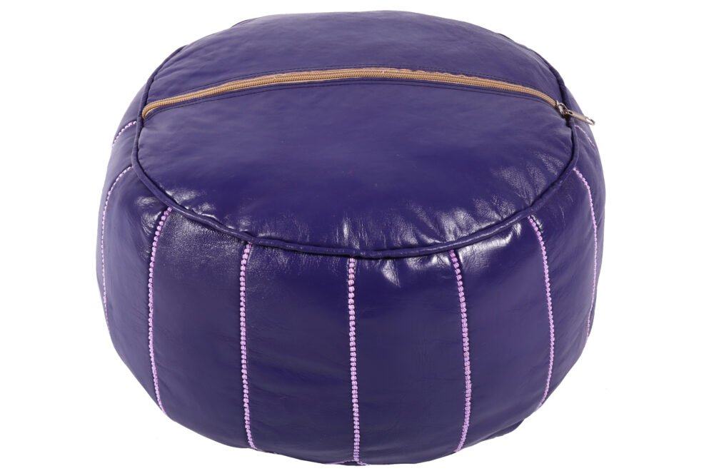 Moroccan leather pouf