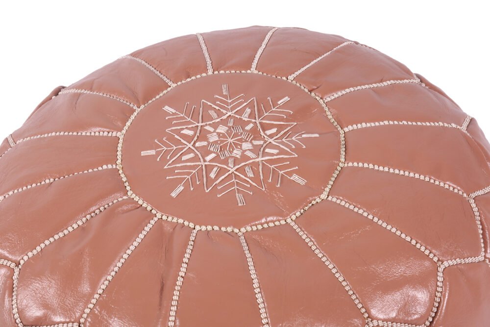 Brown Moroccan leather pouf