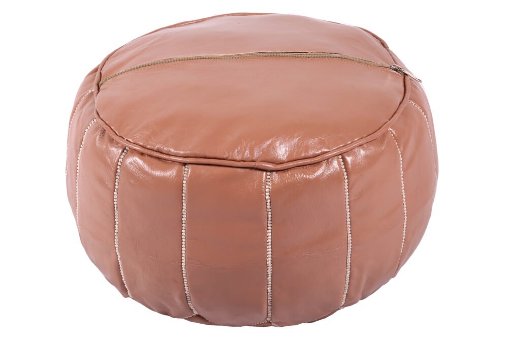 Brown Moroccan leather pouf