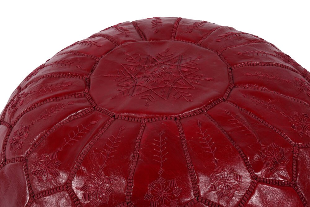 Dark Red Moroccan Pouf