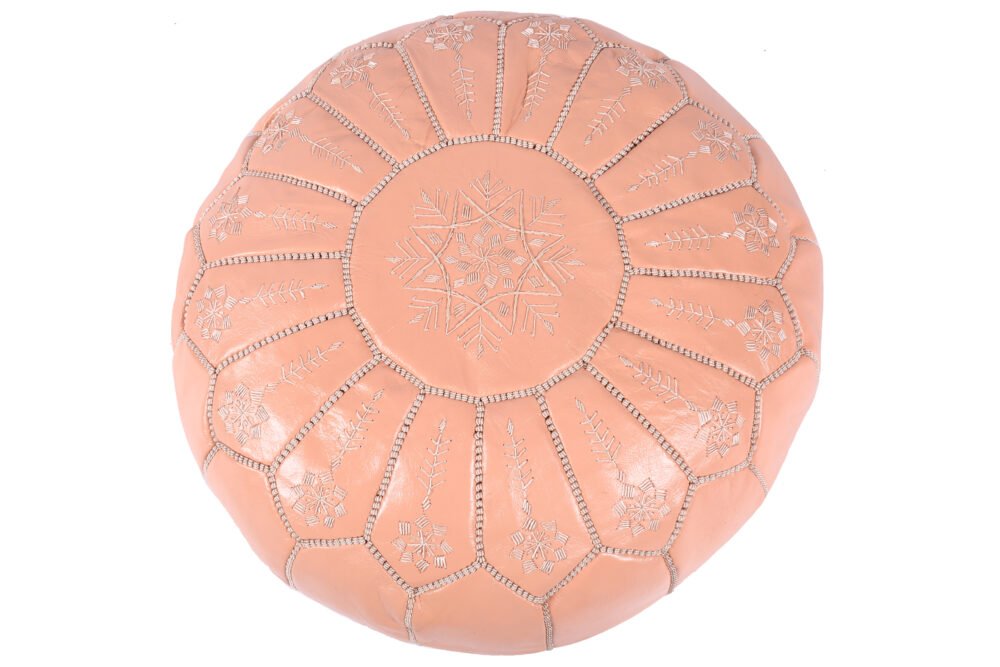 Minimal Blush Leather Pouf