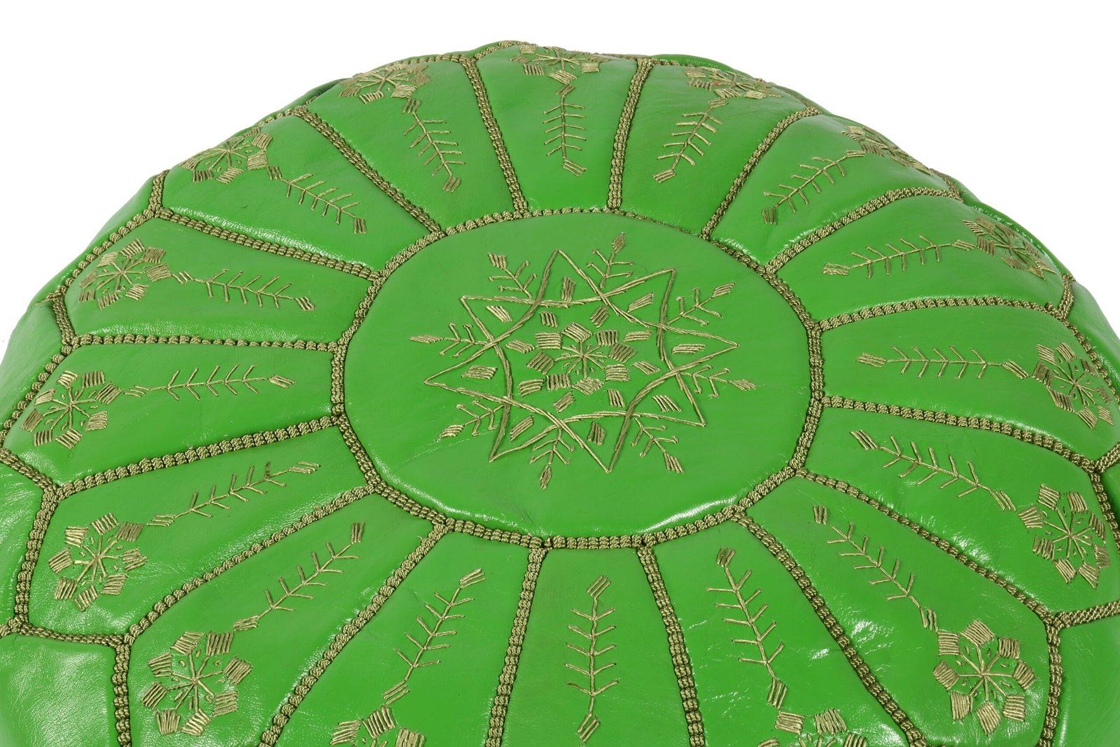 Bright Green Moroccan Leather Pouf