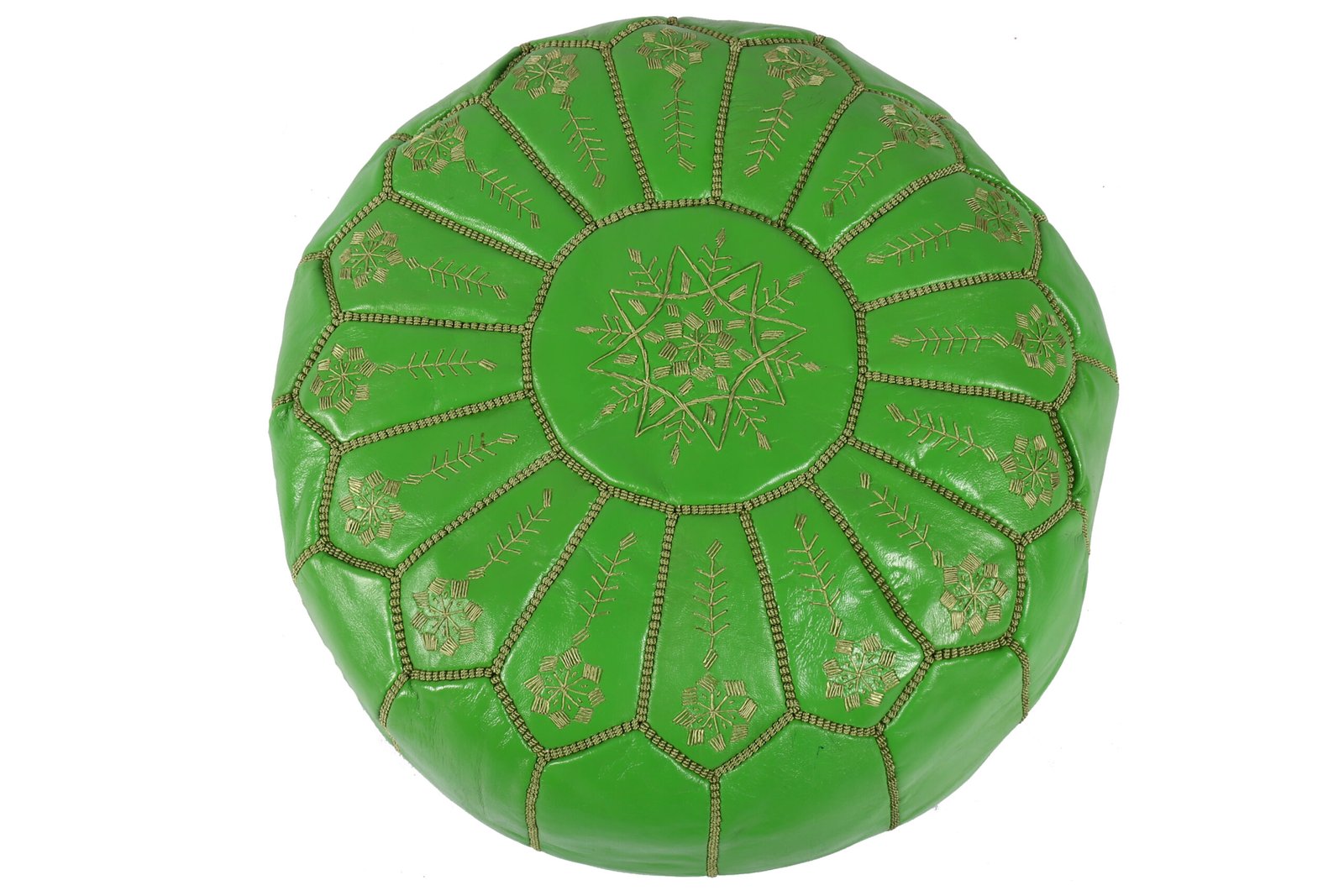 Bright Green Moroccan Leather Pouf