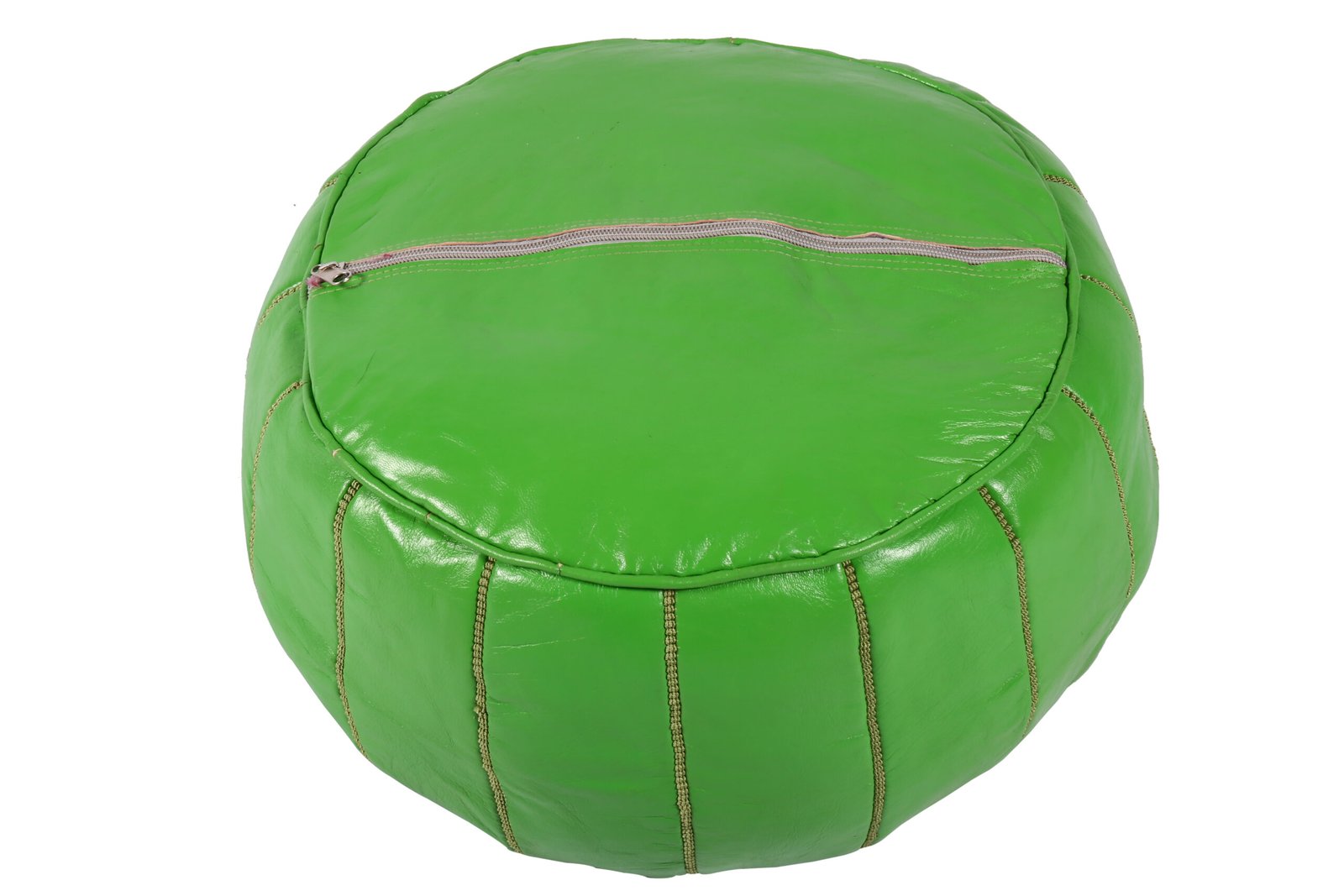 Bright Green Moroccan Leather Pouf
