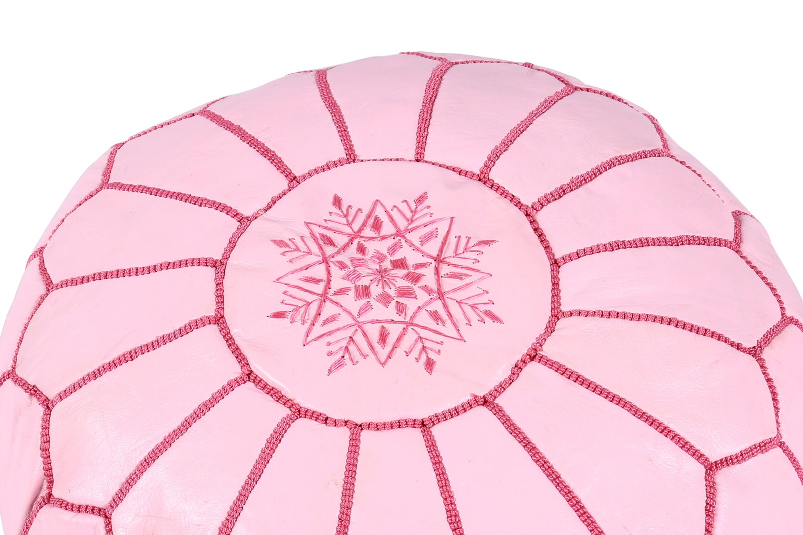Pink Moroccan leather pouf