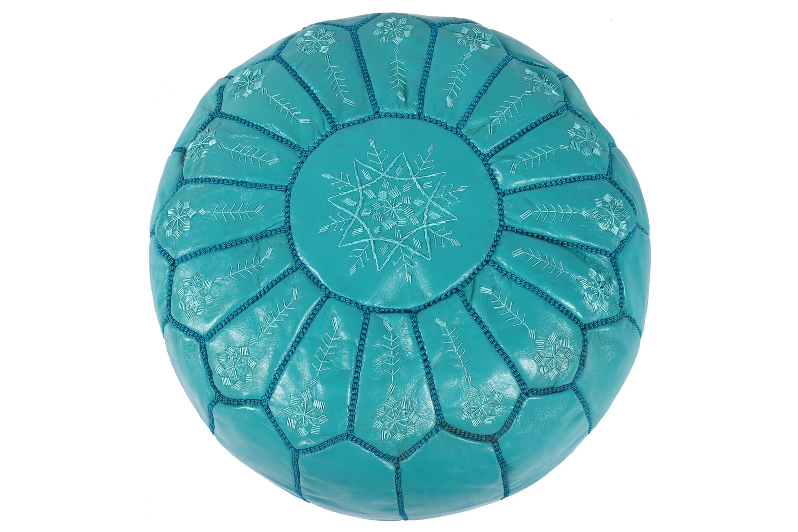 Handmade Light Turquoise Moroccan Pouf