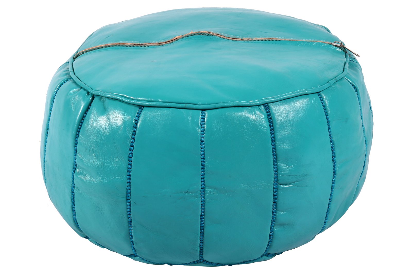 Handmade Light Turquoise Moroccan Pouf