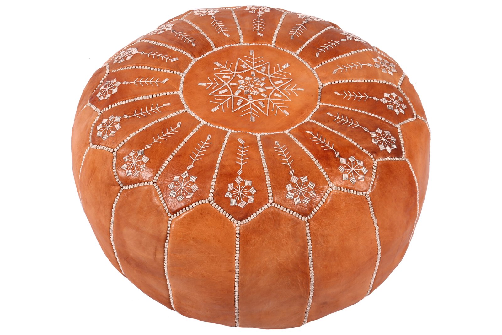 Brown Moroccan leather pouf