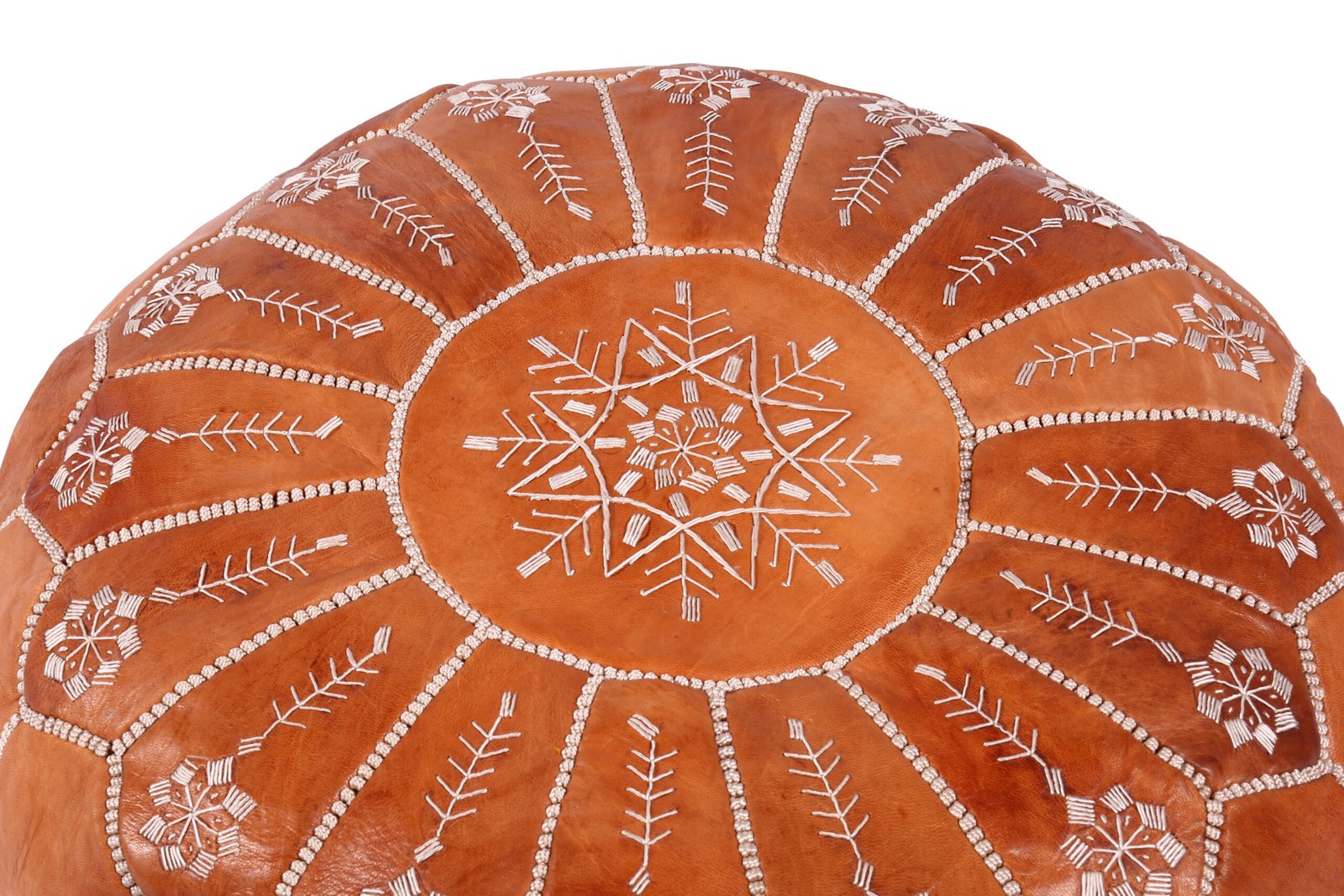 Brown Moroccan leather pouf