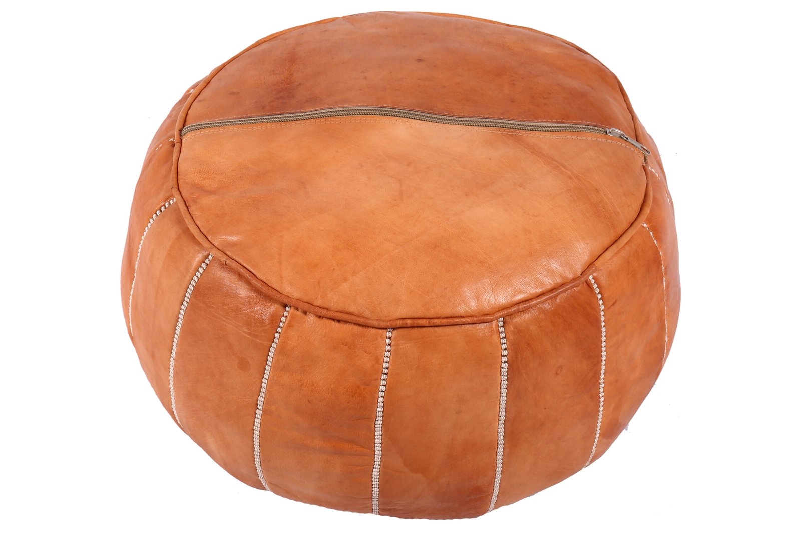 Brown Moroccan leather pouf