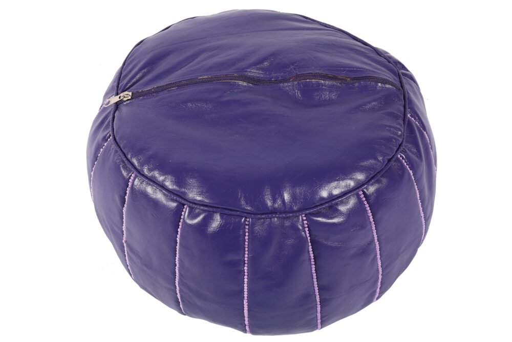 Handcrafted Dark Purple Moroccan Pouf