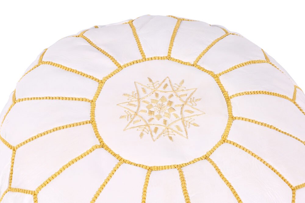 White leather Moroccan pouf