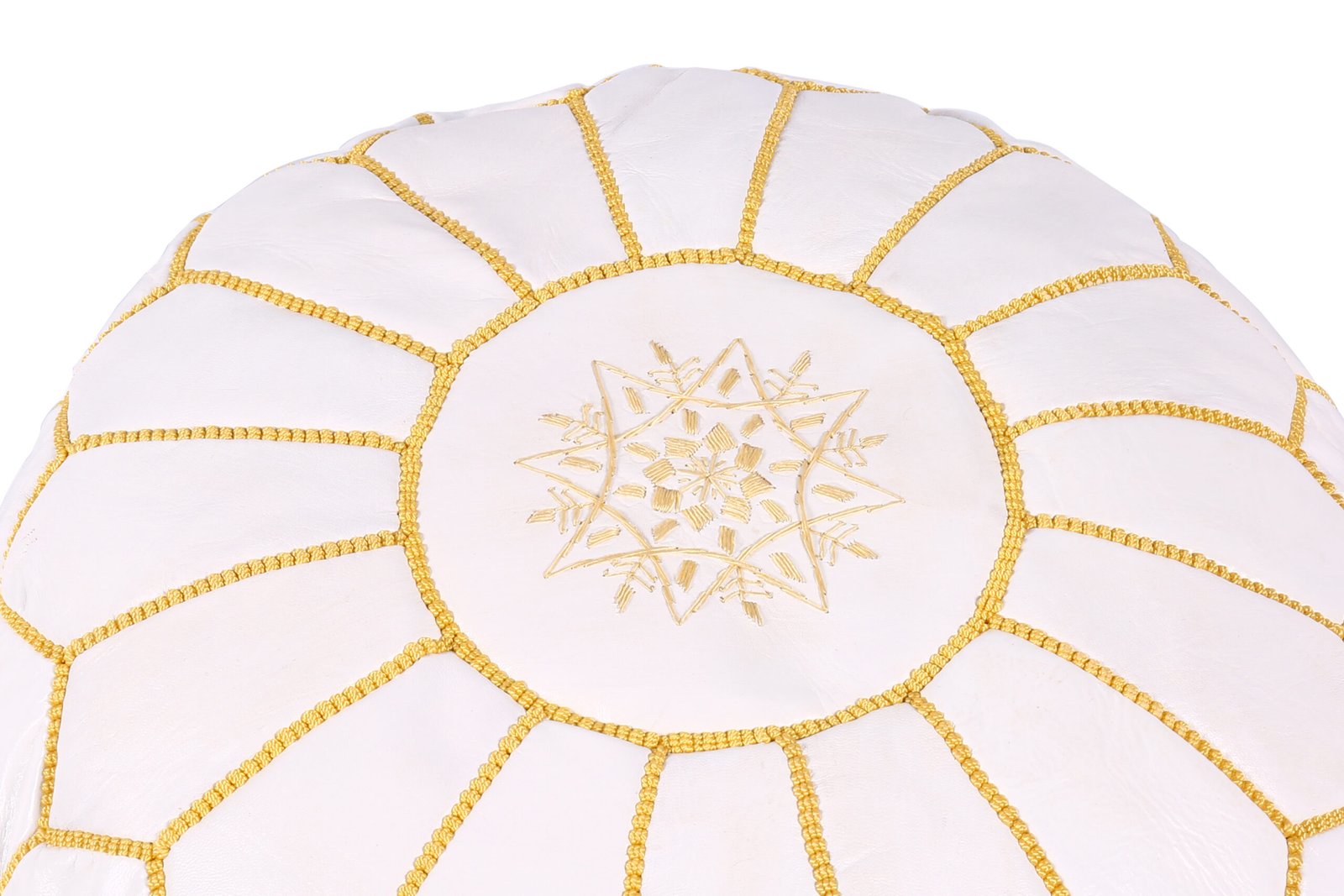 White leather Moroccan pouf