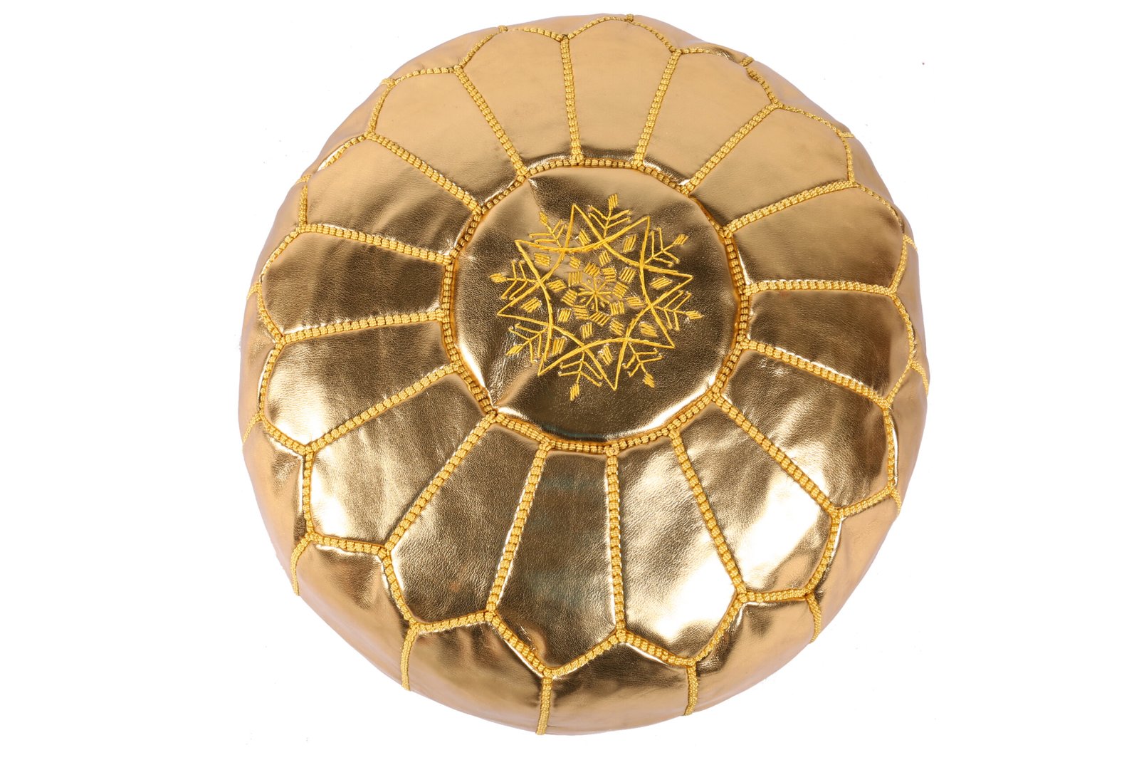 Gold Moroccan leather pouf