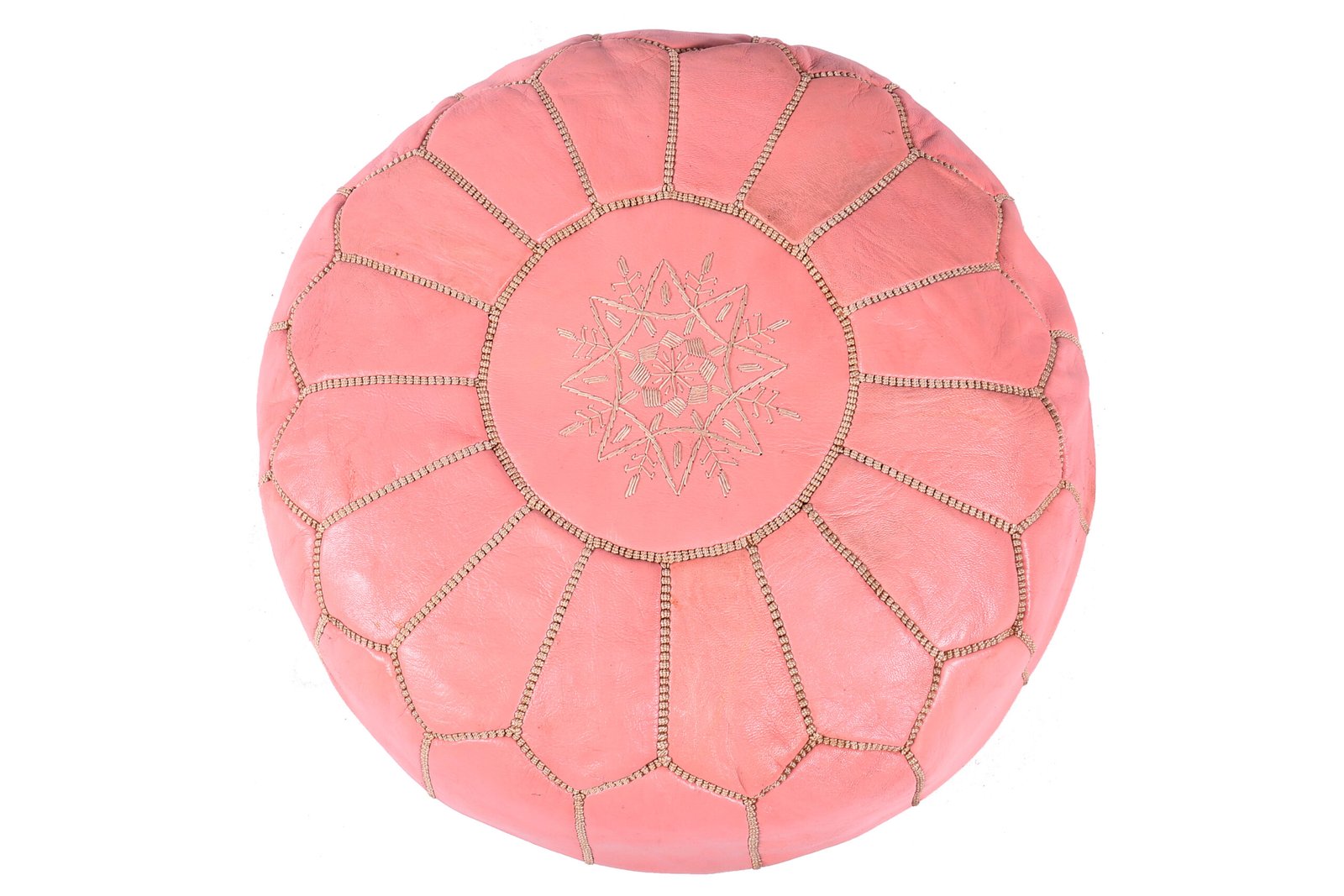 Blush Pink Moroccan Leather Pouf