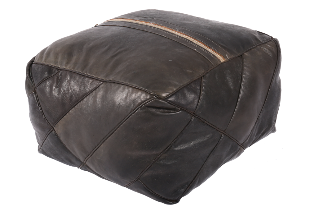 Handmade Square Moroccan Leather Pouf
