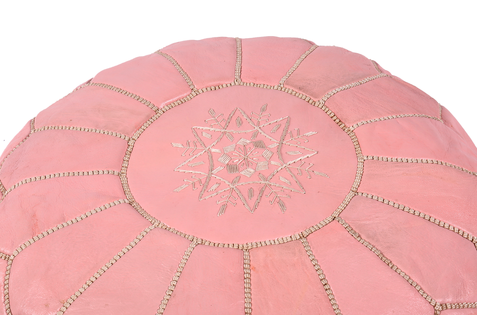 Blush Pink Moroccan Leather Pouf