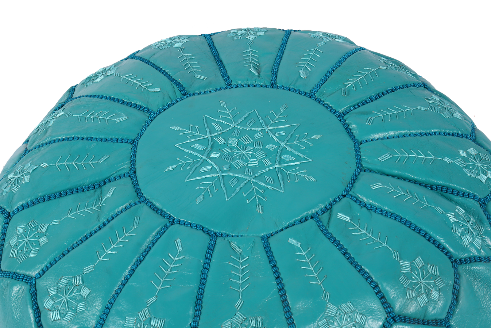 Handmade Light Turquoise Moroccan Pouf