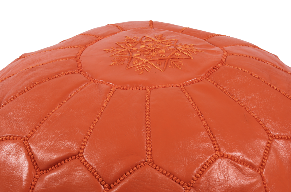 Bright Orange Moroccan Pouf