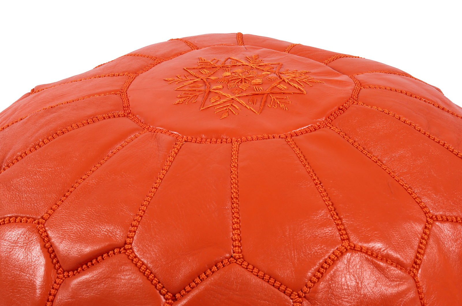 Bright Orange Moroccan Pouf