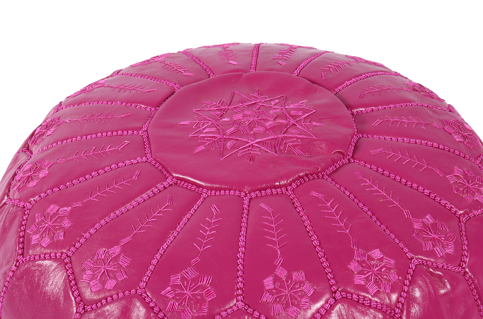 Fuchsia Moroccan leather pouf