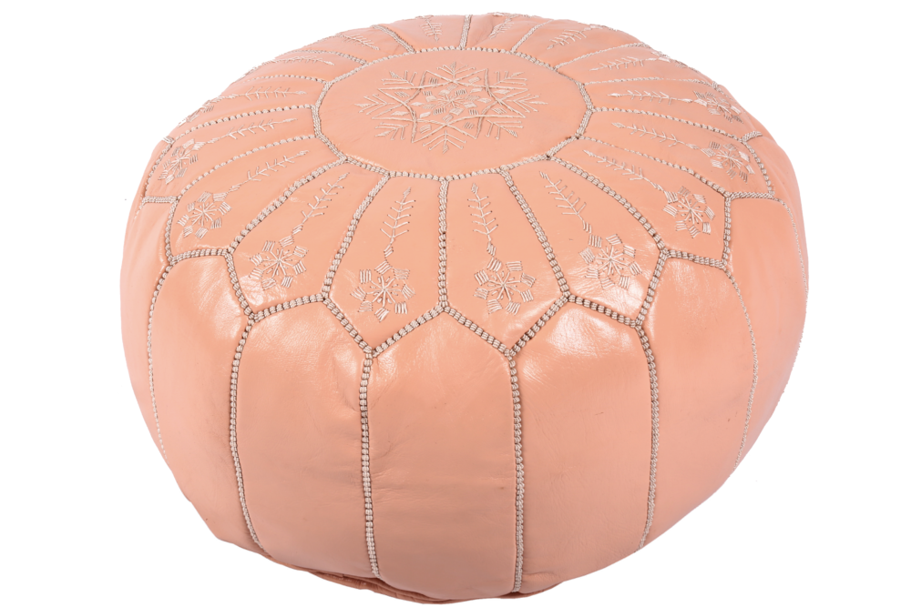 Minimal Blush Leather Pouf