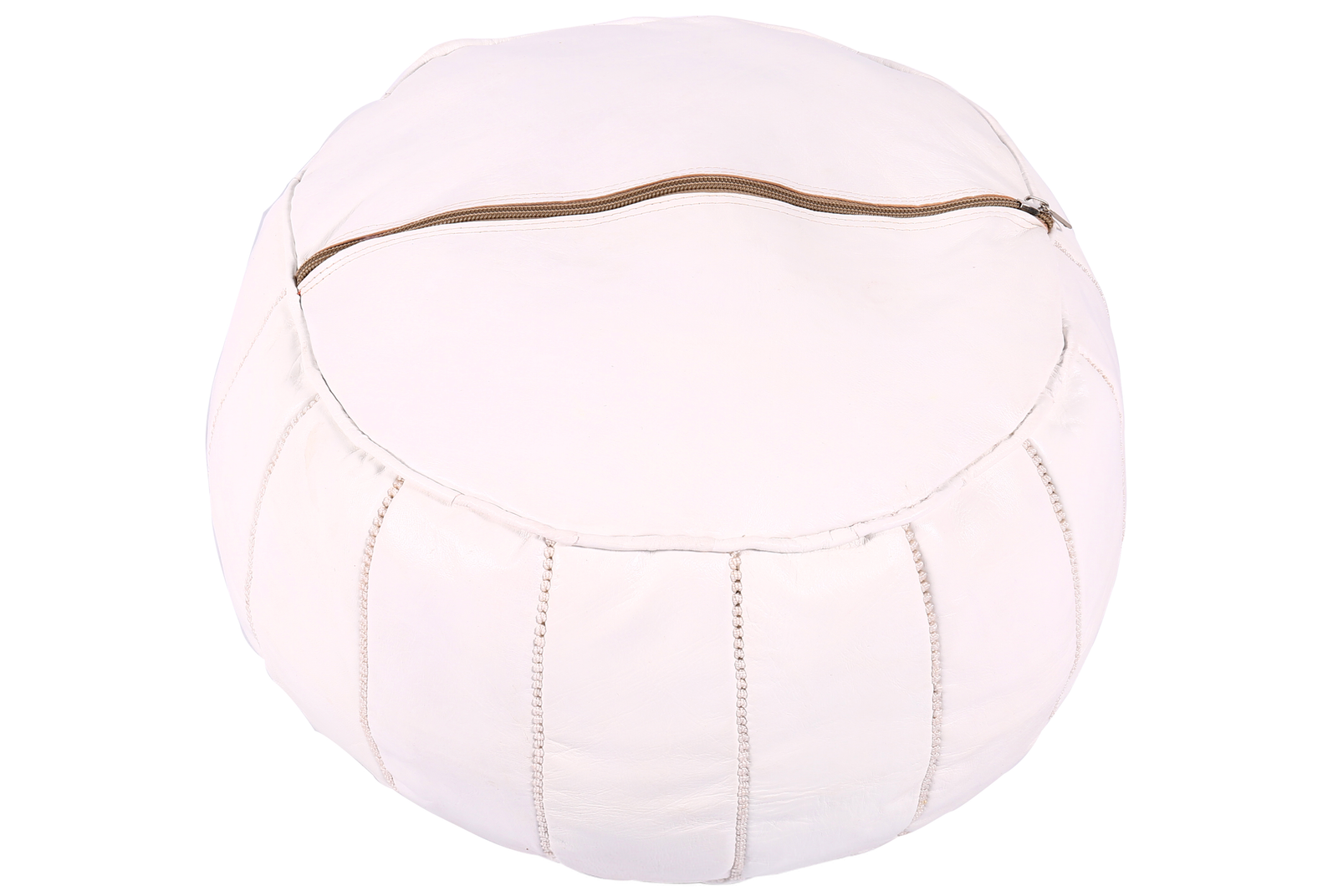 White Moroccan leather pouf
