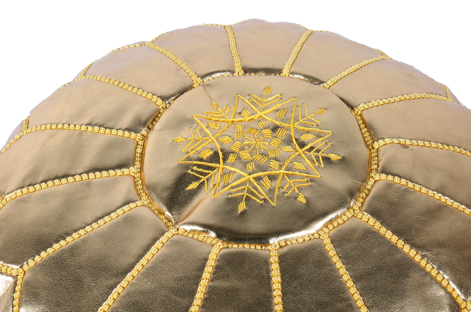 Gold Moroccan leather pouf