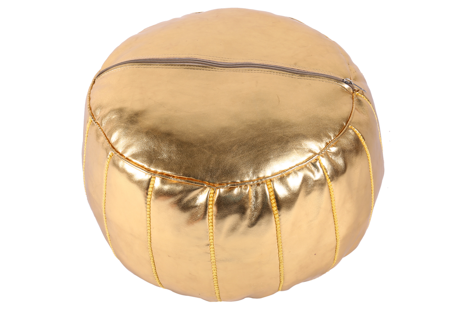Gold Moroccan leather pouf