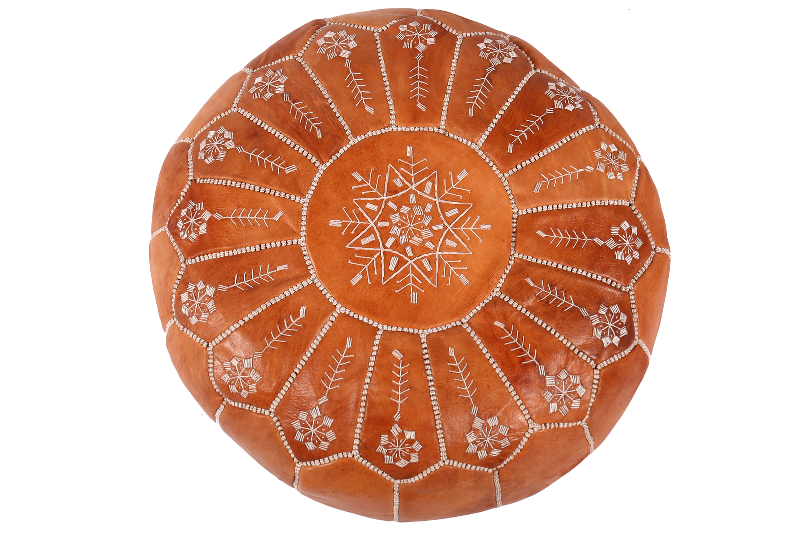Brown Moroccan leather pouf